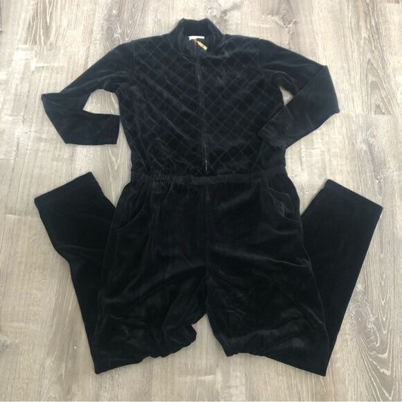 Vtg Y2K Essential Elements Petite Sz P Womens Zip Up Black Jumpsuit Long Sleeve - Picture 1 of 11